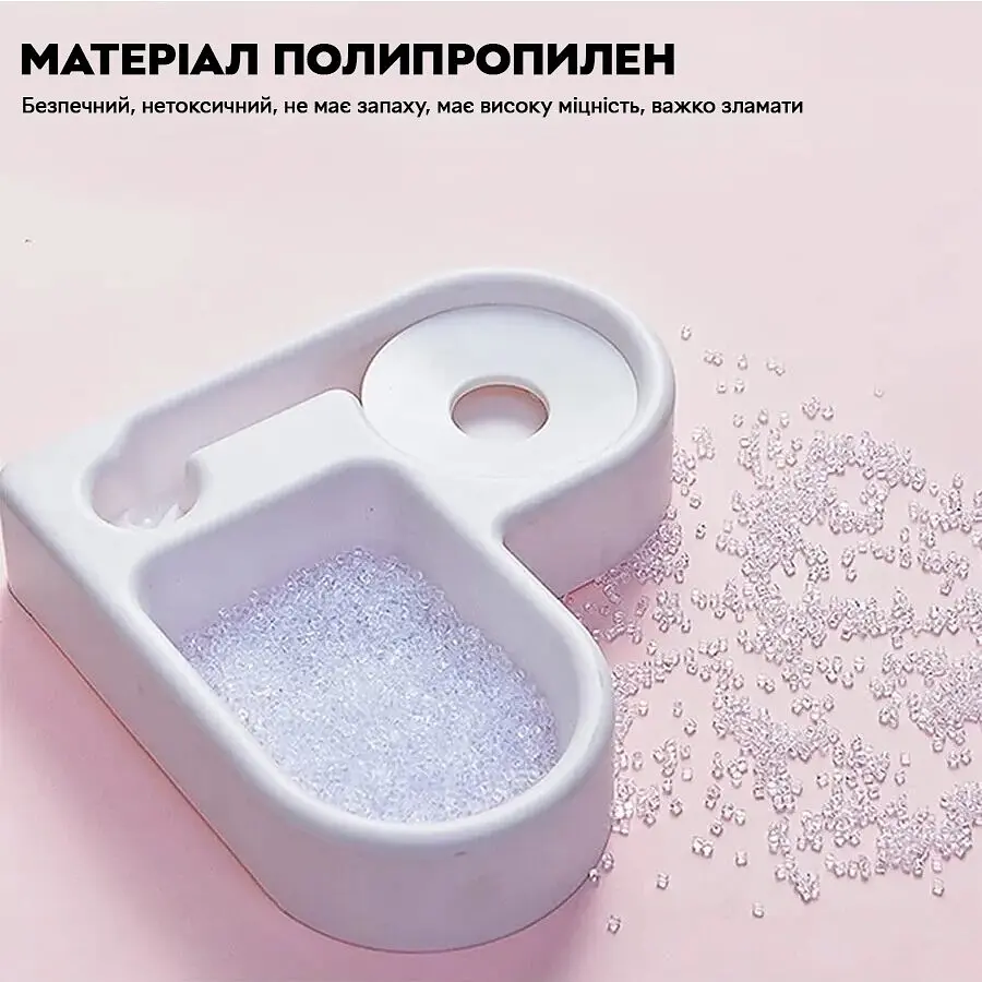 Миска для тварин Semi Animal Bowl 21см*22см*26см 500 мл кутова, White з автоматичною поїлкою - фото 6