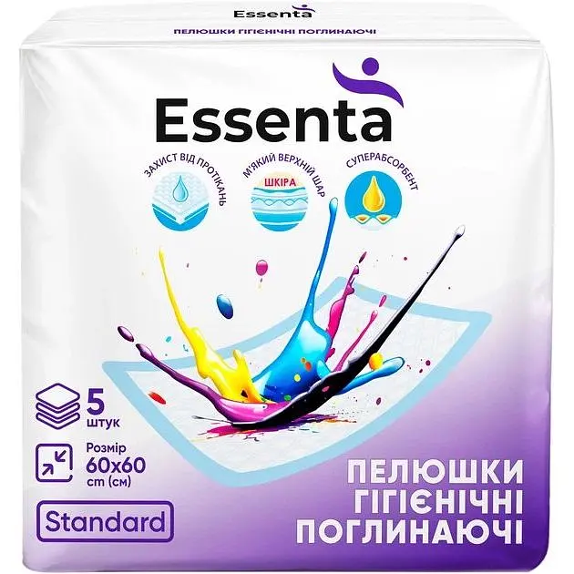 Пелюшки гігієнічні Essenta Standard 60 х 60 см 5 шт. - фото 2