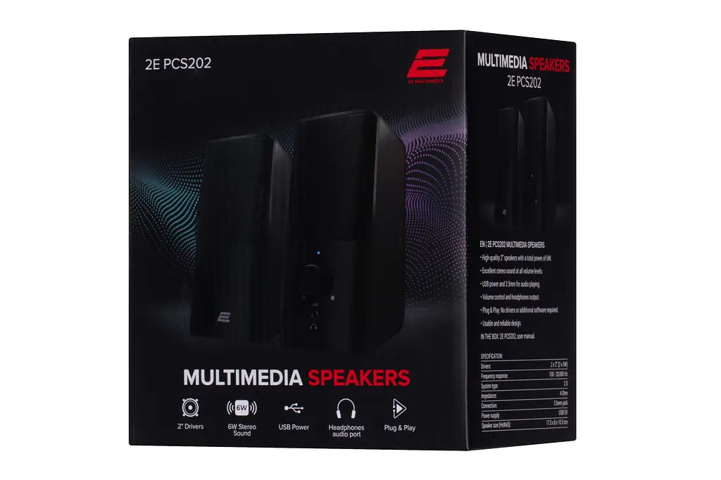 Акустична система 2E PCS202, 2.0, USB, Black - фото 10