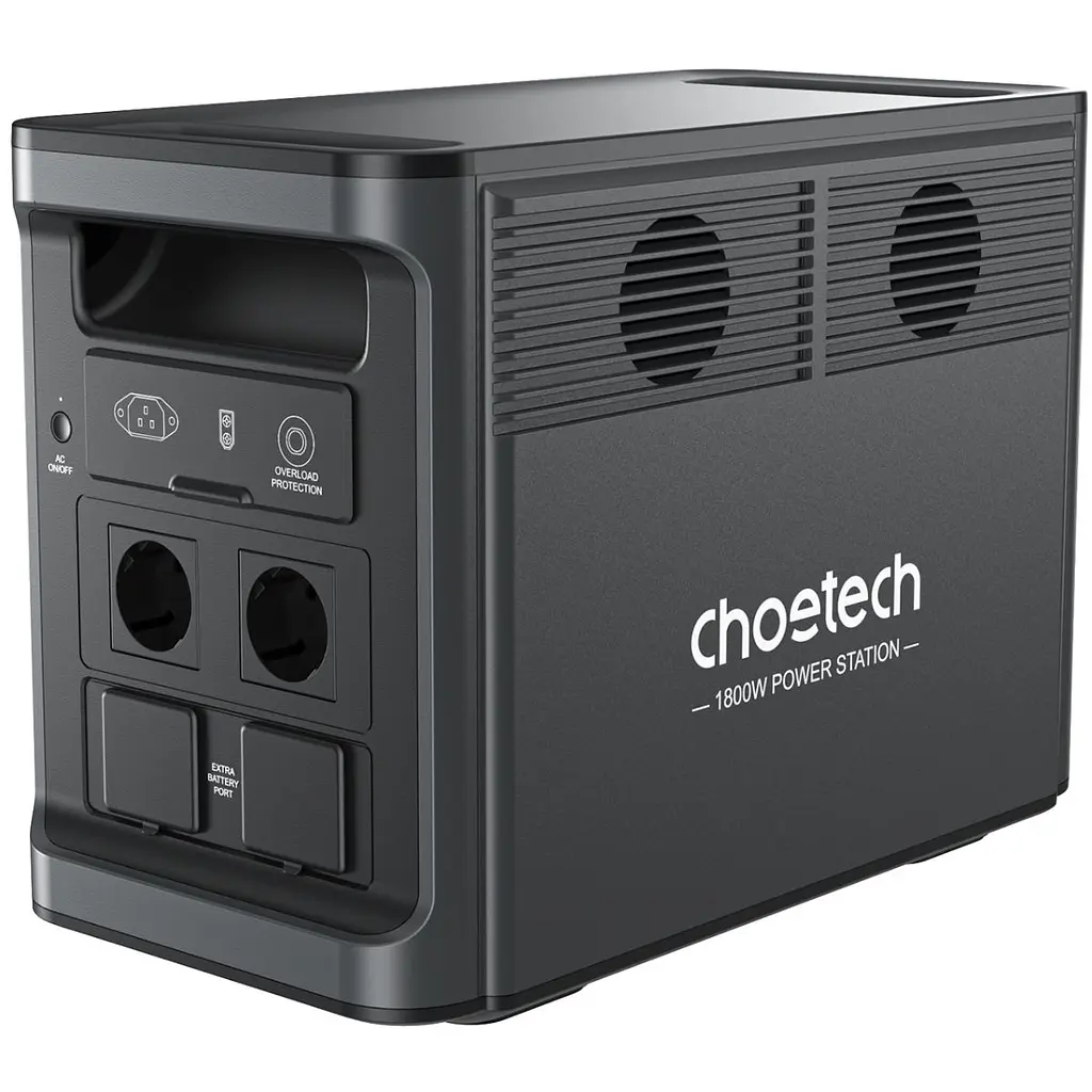 Зарядна станція Choetech BS065 1800Вт (1536Вт/г) AC,LiFePo4,MPPT, UPS, USB-C PD100 Вт (BS065-EU-BK) - фото 7