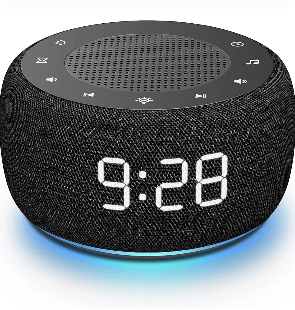Настільний годинник з FM-радіо Buffbee BK11S з LED дисплеєм та нічником на 7 кольорів чорний (SKU-119)