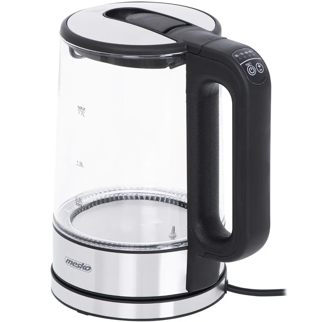 Електрочайник Mesko MS 1301 black 1850-2200Вт/1.7л/скло/встановлення температури (MS1301B) - фото 2