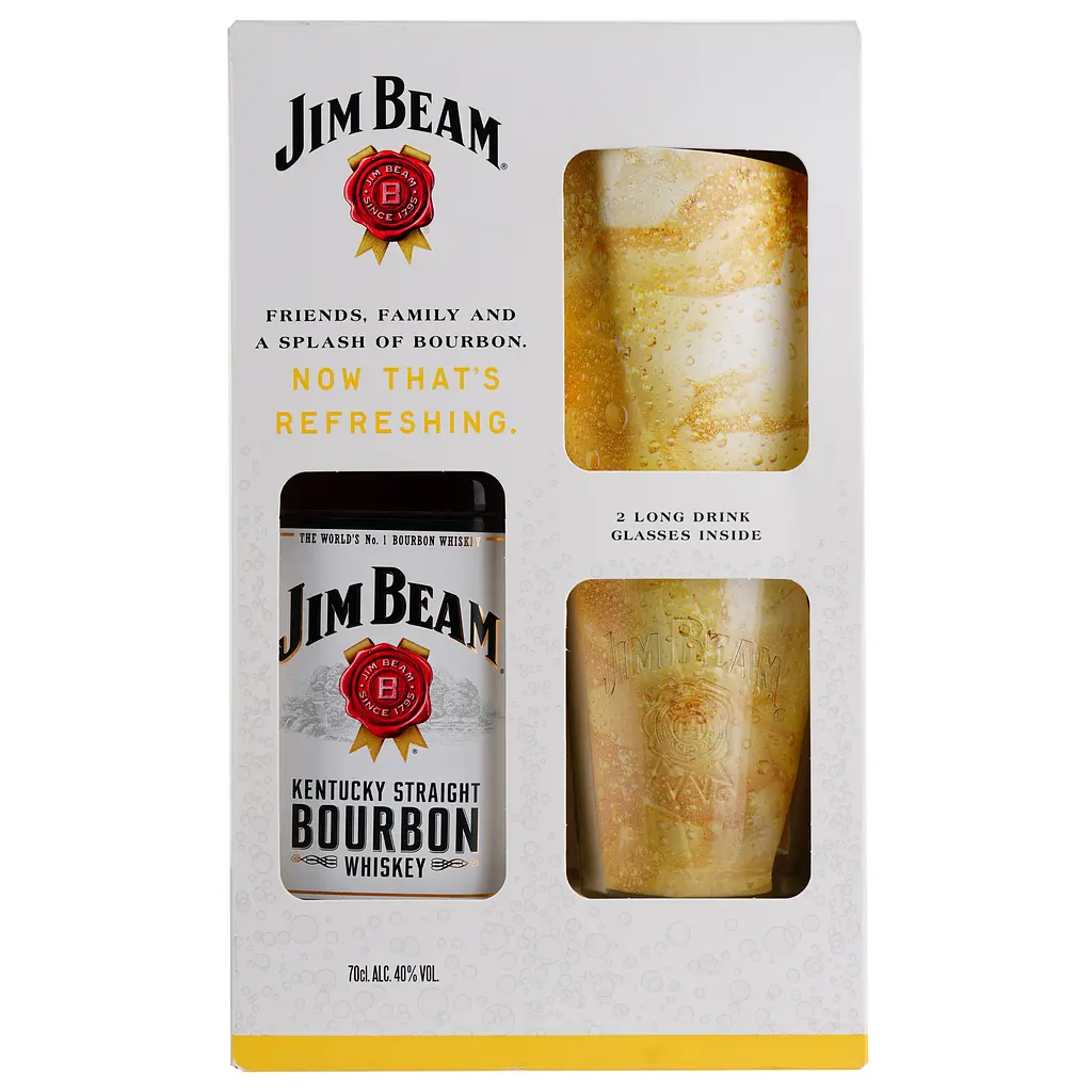 Виски Jim Beam White Kentucky Staright Bourbon Whiskey, 40%, 0,7 л + 2 стакана Хайболл - фото 6