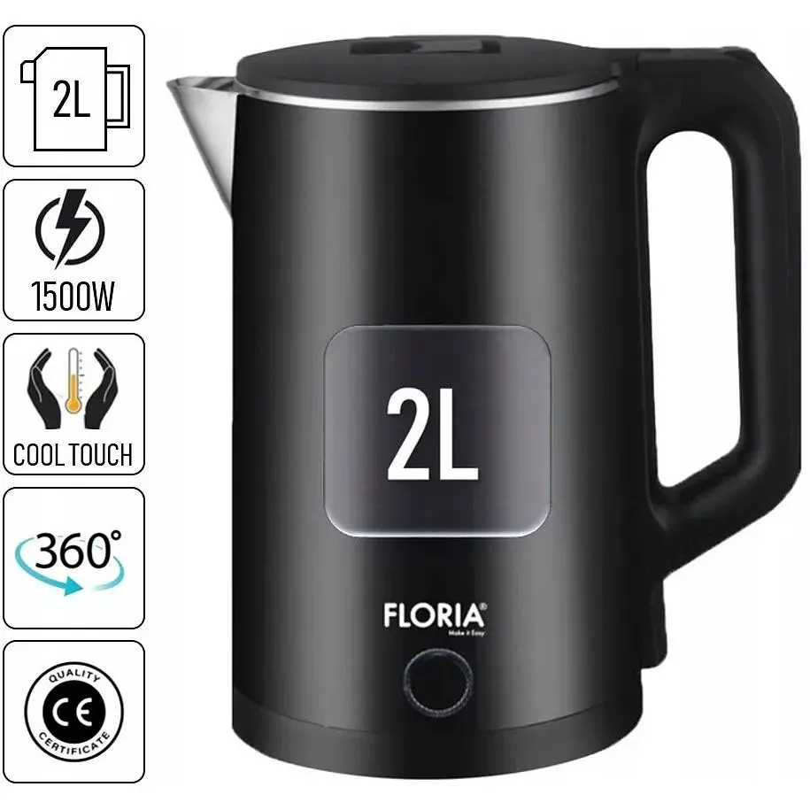 Чайник электрический Floria ZLN4919 с двумя стенками и автоотключением 2 л - фото 8
