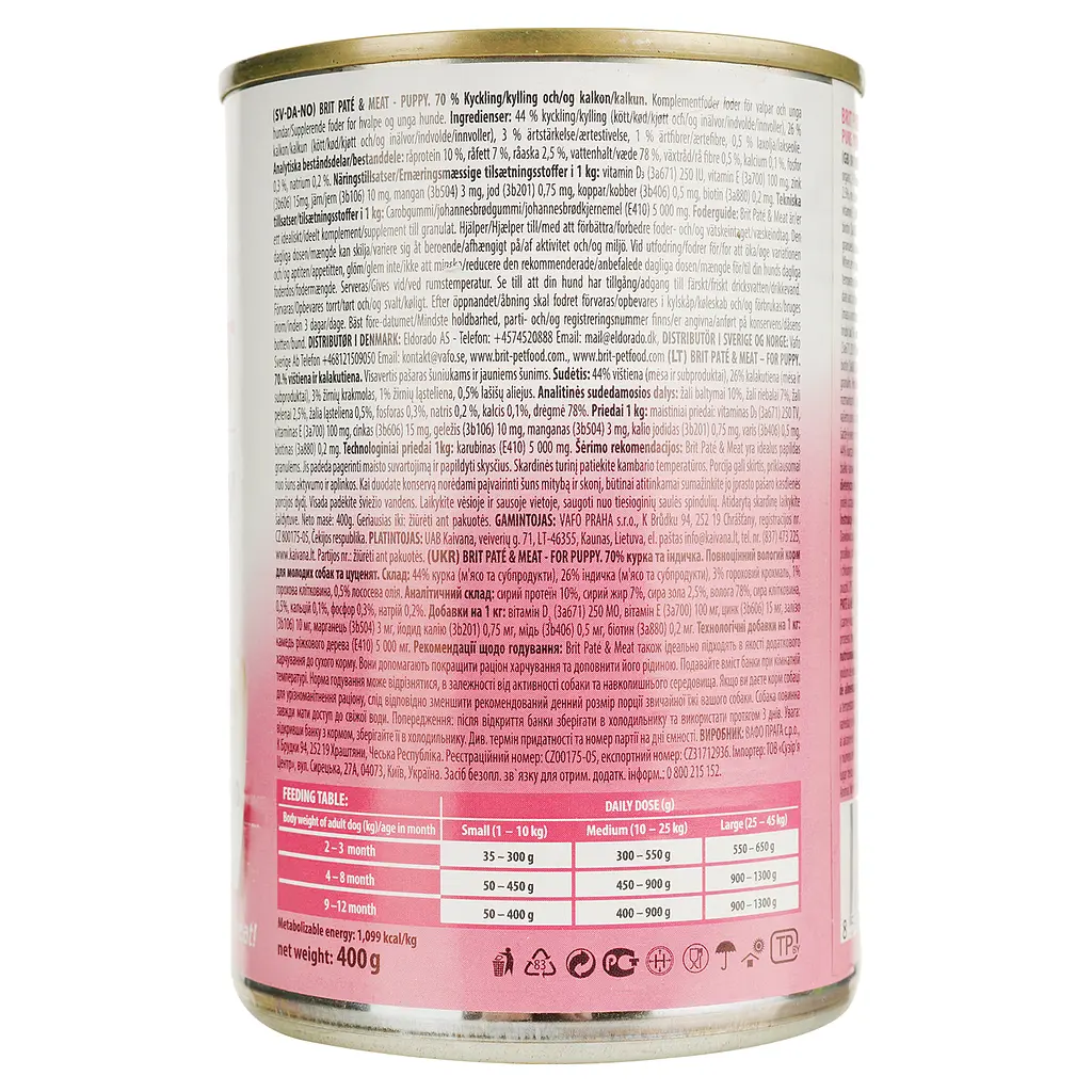 Влажный корм для щенков Brit Pate & Meat с курицей и индейкой 400 г - фото 5