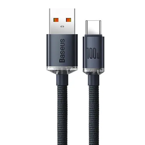 USB кабель Baseus Crystal Shine Series Fast Charging Data USB для Type-C 100W 2m чорний CAJY000501 - фото 3