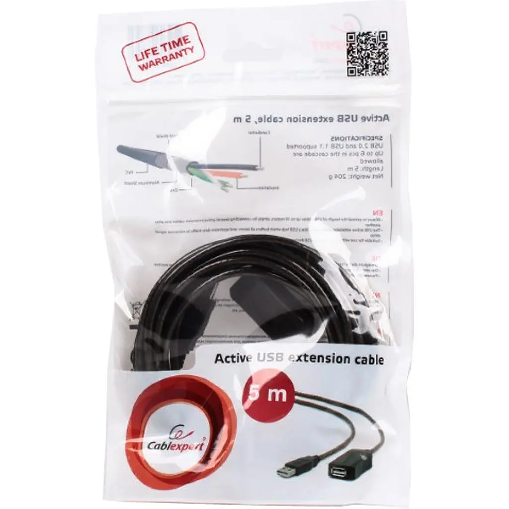 Дата кабель USB 2.0 AM/AF 5.0 m active Cablexpert (UAE-01-5M) - фото 3