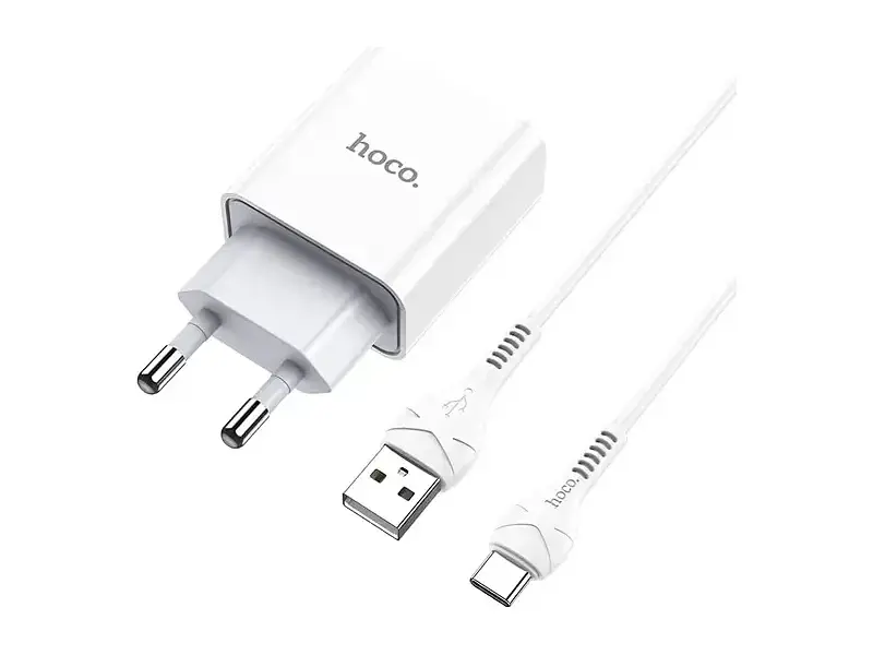 Мережевий зарядний пристрій Hoco C81A Asombroso 2.1 A + USB Type-C White (6931474727961) - фото 2
