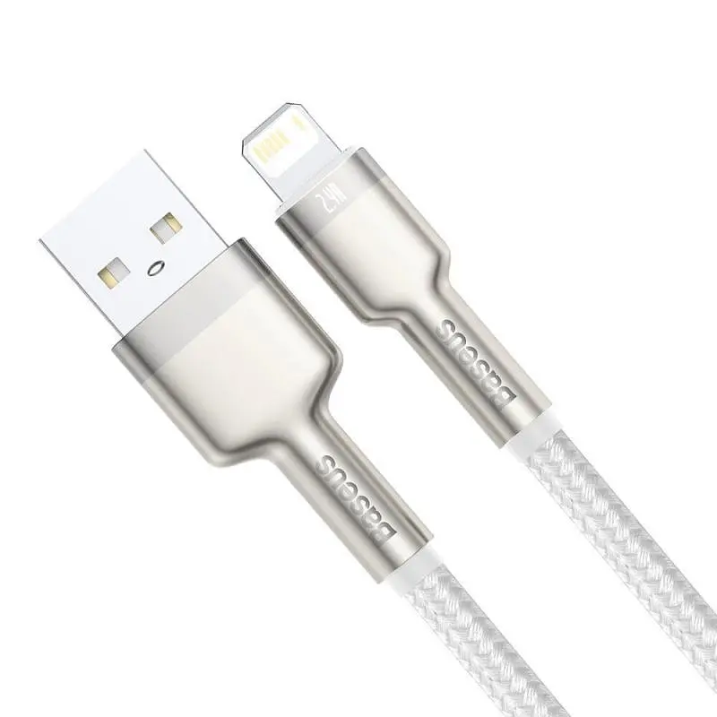 Дата кабель Baseus Cafule Metal USB to Lightning 2.4A (2m) (CALJK-B0) White - фото 3
