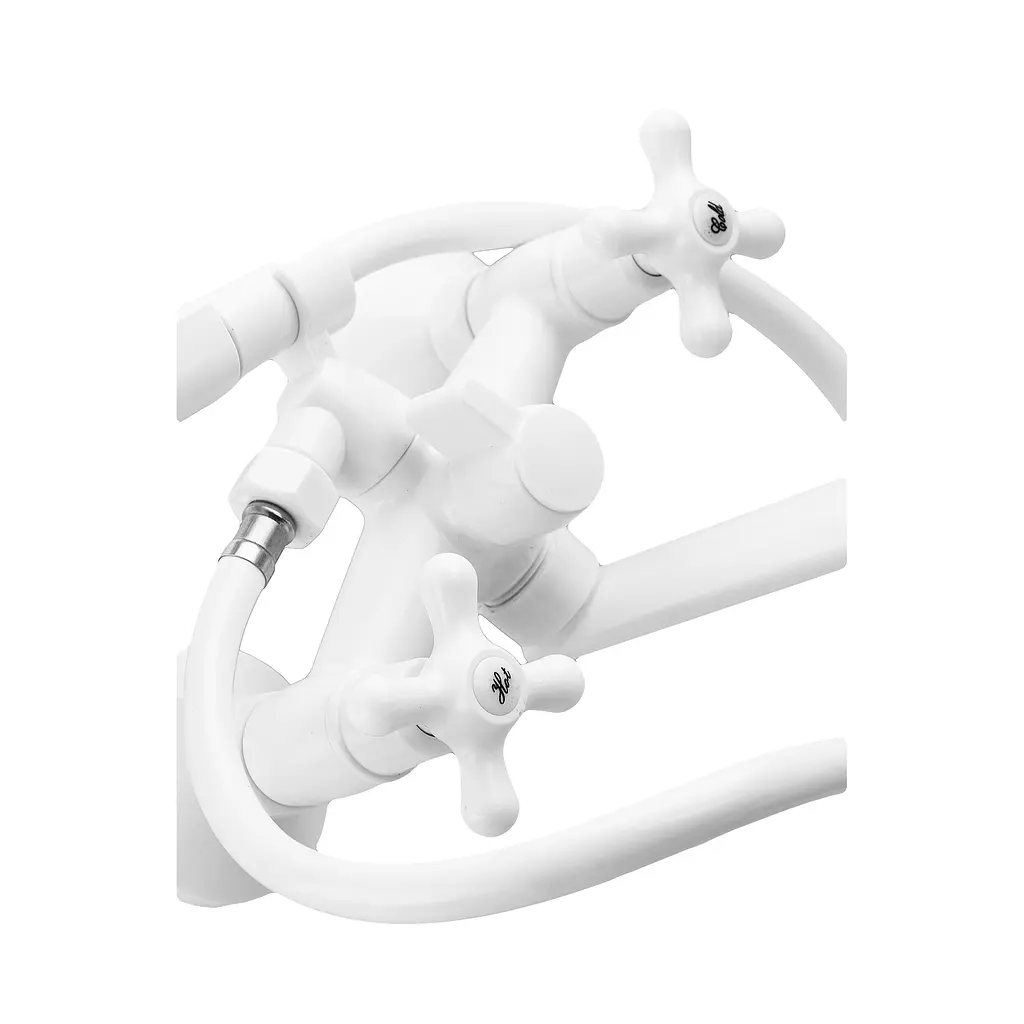Смеситель для ванны с лейкой Plamix Pablo -140 Euro SET white PM0670 Белый - фото 2