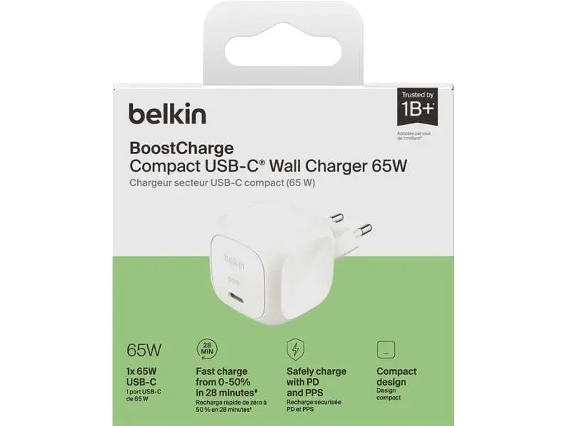 Мережевий зарядний пристрій Belkin GAN 65 W White (WCA011KQWH) - фото 4