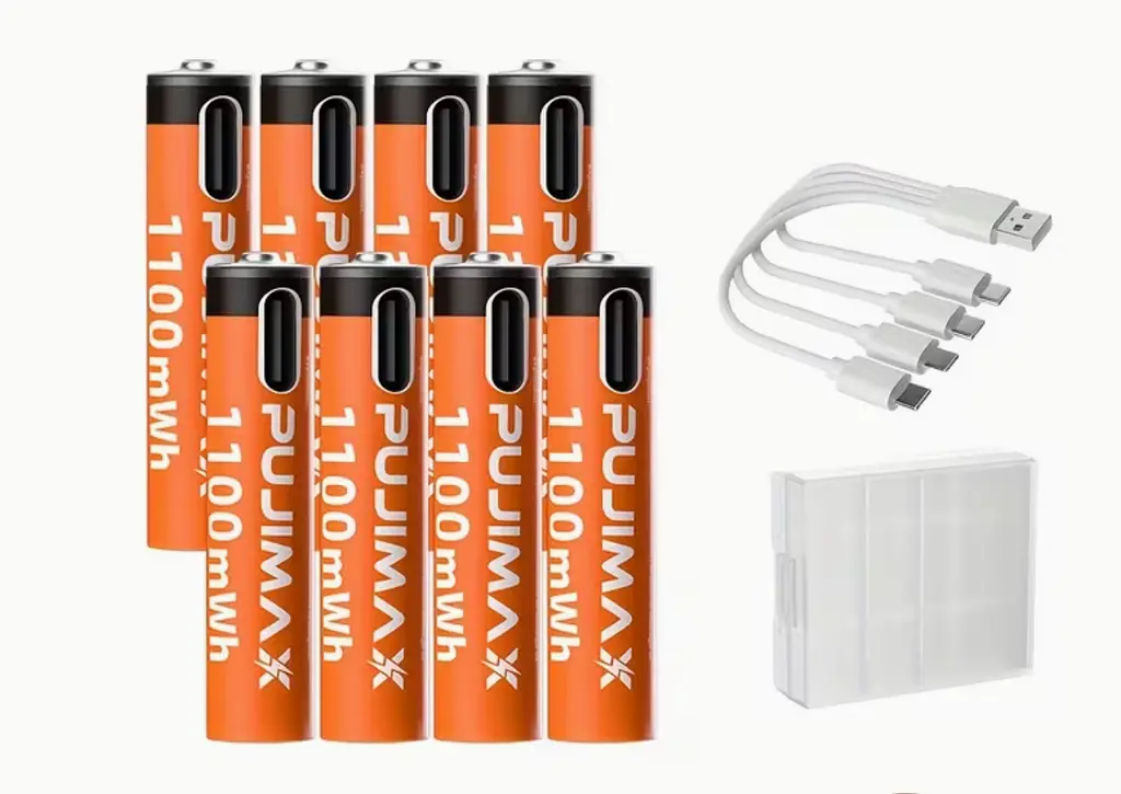 Акумуляторні батареї 1100mWh Li-Ion 1.5v AAА мізинчикові акумулятори із зарядкою від USB Type-C Pujimax 8шт
