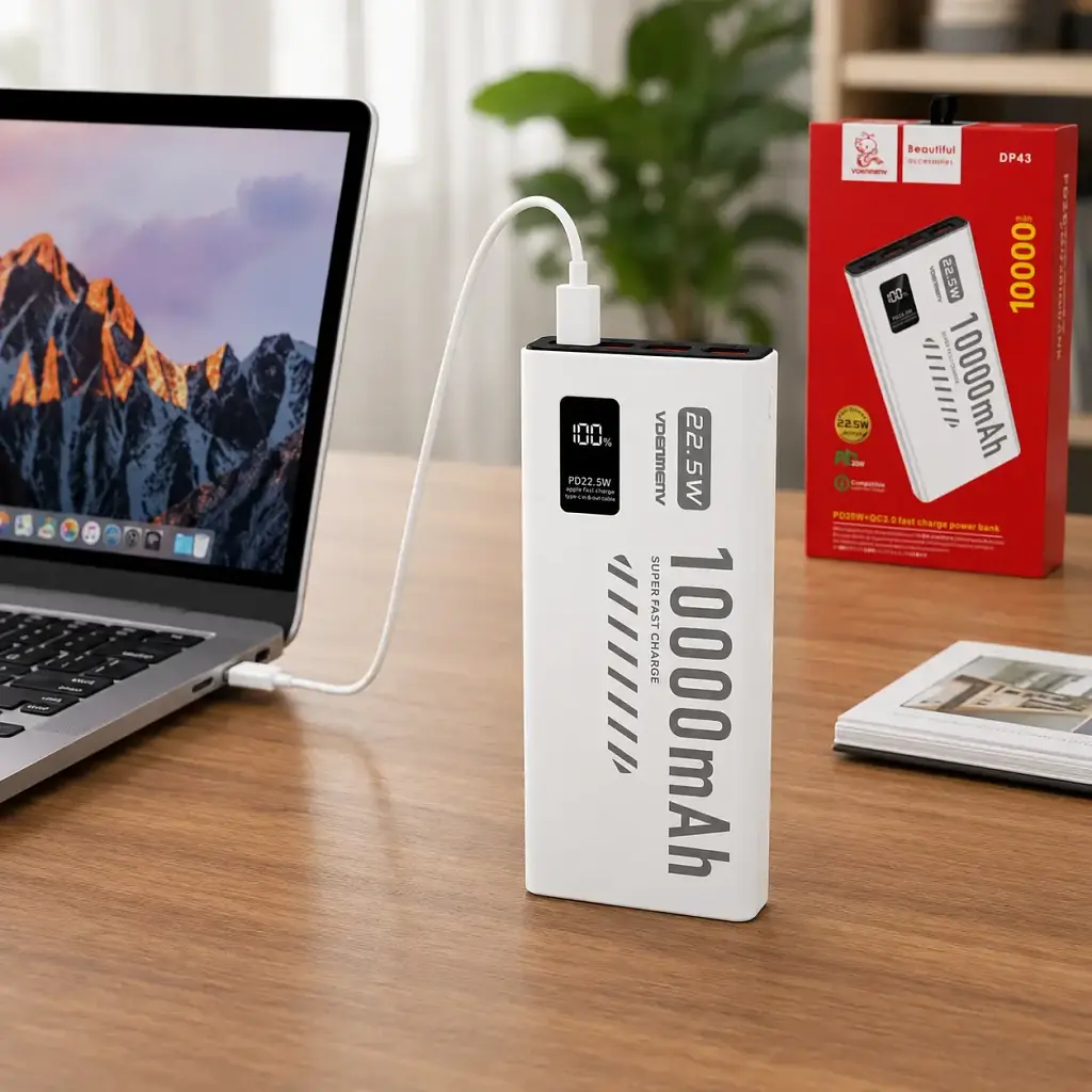 Power Bank Denmen DP43 10000Mah 22.5W QC3.0 LED white EU - фото 3