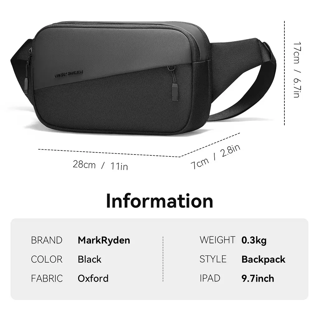 Сумка через плече Mark Ryden 8112 3.3л для планшета до 9.7' Black (17595) - фото 7