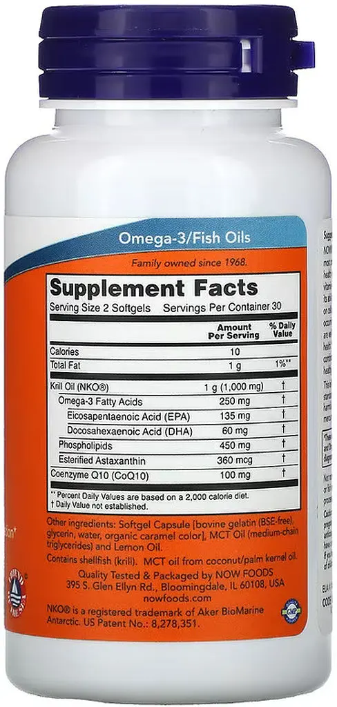 Натуральная добавка NOW Krill & CoQ10, 60 капсул - фото 2