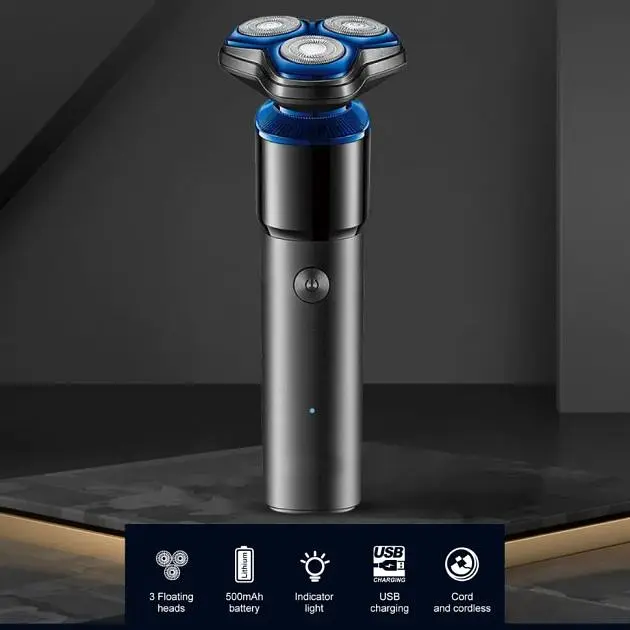 Электробритва XPRO V-325 для мужчин роторная для влажного и сухого бритья с плавающими головками черная (41589-16009_299) - фото 2