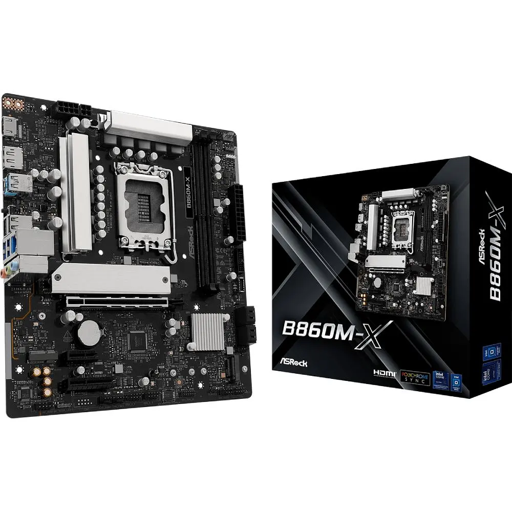 Материнская плата AsRock B860M-X (1851/B860, 2*DDR5, PCIex16, HDMI/DP, 4xSATA, 2xM.2, 2.5Glan, 7.1ch, mATX) (B860M-X) - фото 2