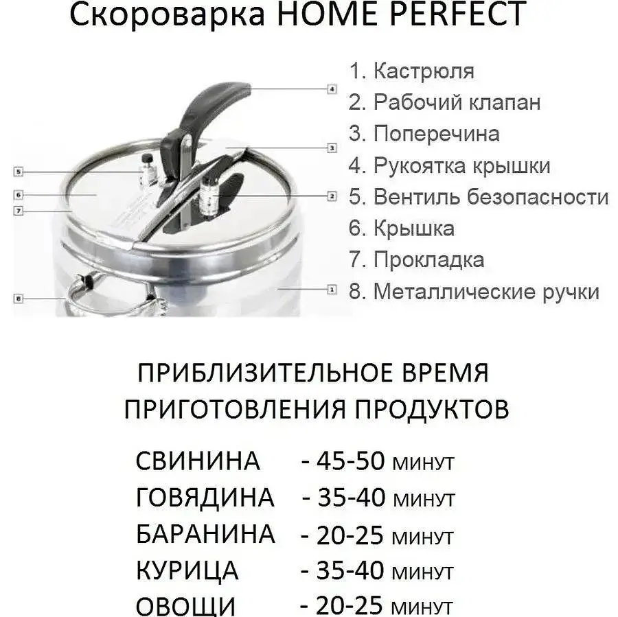 Скороварка з нержавіючої сталі 17 літрів Home Perfect, Туреччина - фото 10