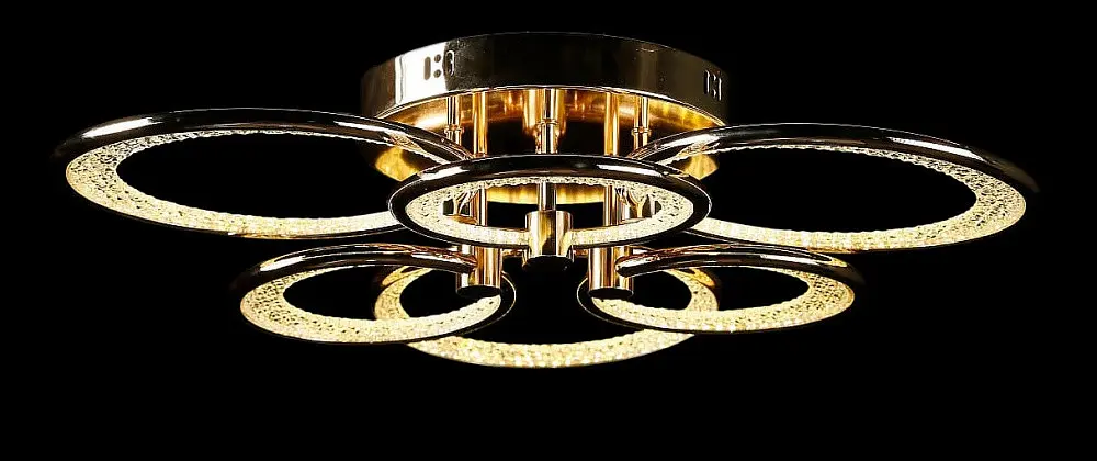 Люстра стельова LED Splendid Ray LT98120/3+3, 160W, золота, сучасний стиль з пультом - фото 3