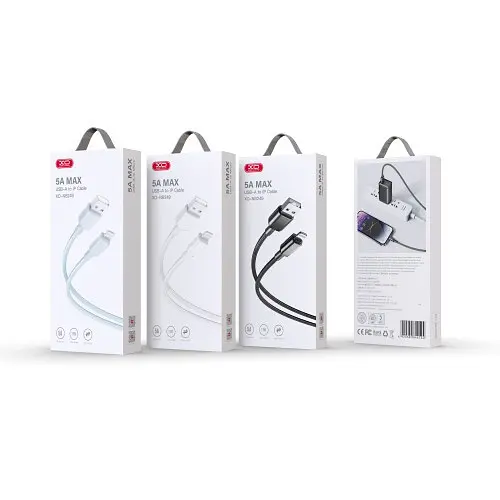 Кабель XO NB249 5A PVC Shiny Colorful Lightning Data Cable белый - фото 4