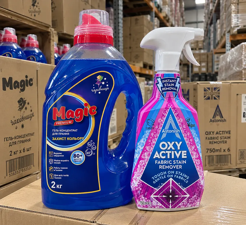 Гель-концентрат для прання Чарівниця Magic Premium + плямовивідник Astonish Oxy Active - набір для чистоти та захисту кольору - фото 3