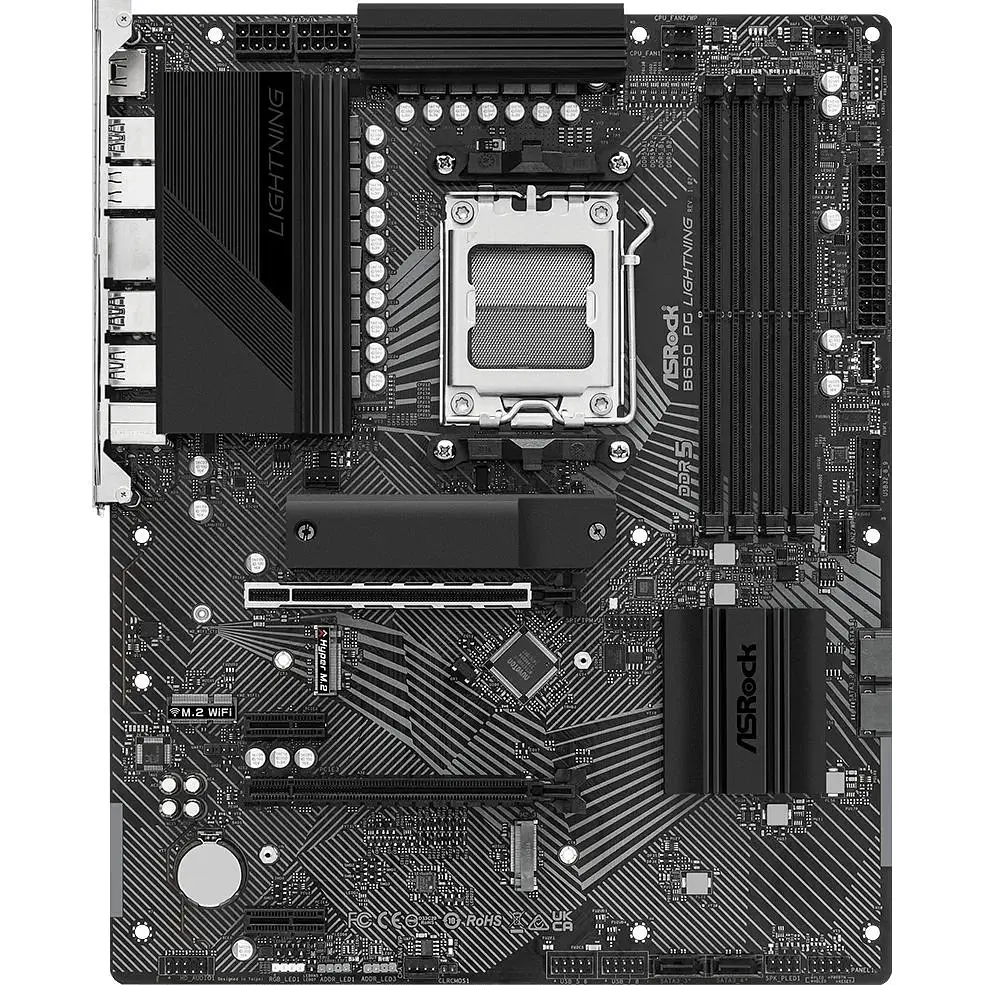 Материнська плата ASRock B650 PG Lightning (AM5/B650, 4xDDR5, 2xPCIex16, HDMI, 4xSATAІІІ, 3xM.2, 2.5GLan, 7.1ch, ATX) - фото 6