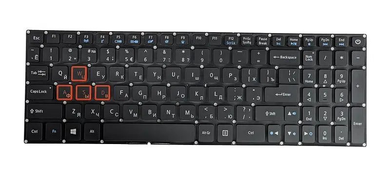 Клавіатура для ноутбука Acer Aspire VN7-593G Black, з червоним підсвічуванням (Light Red), (No Frame) - фото 2