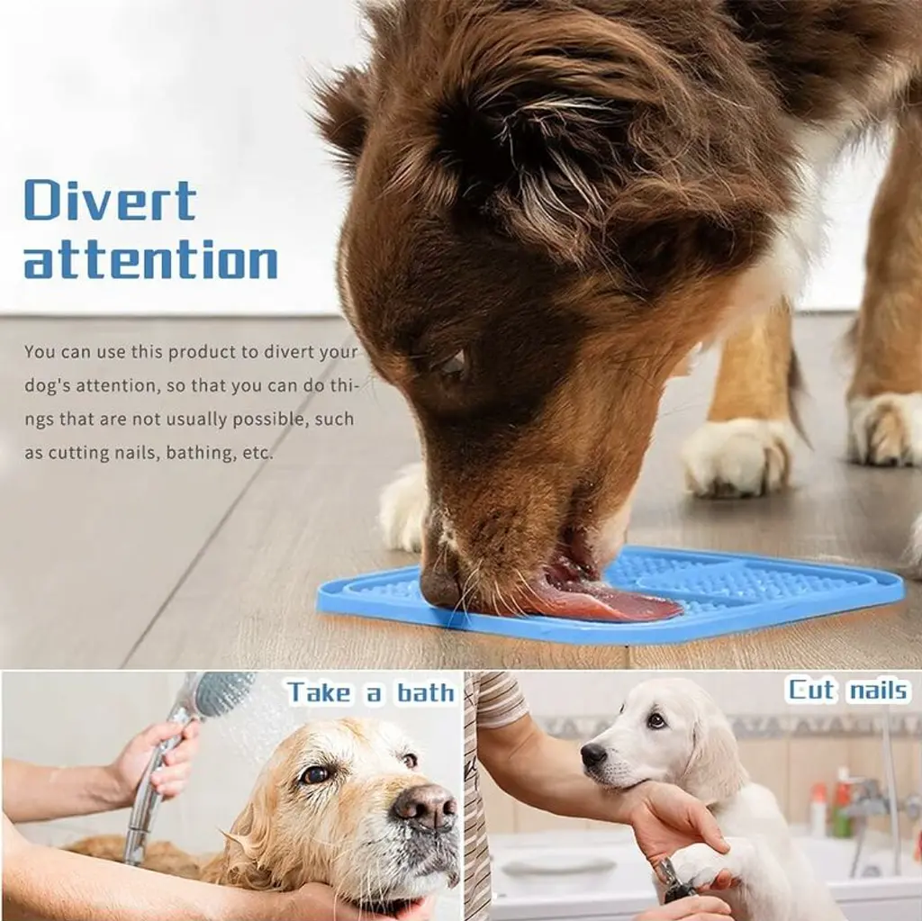 Силіконовий килимок для лизання для собак Derby Silicone licking pad, blue - фото 3