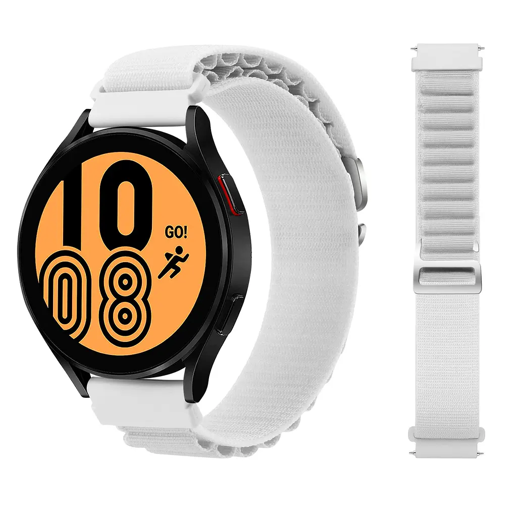 Ремінець для Samsung Galaxy Watch 4 40mm - білий Watchbands NormalCloth ширина кріплення 20мм нейлоновий (W24-6WB45532645) - фото 3