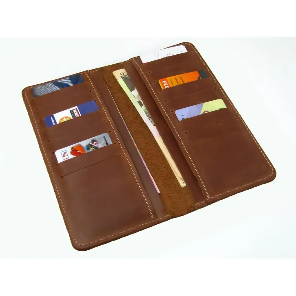 Кошелек-купюрник Crazy Horse кожаный тонкий коньячный - фото 2