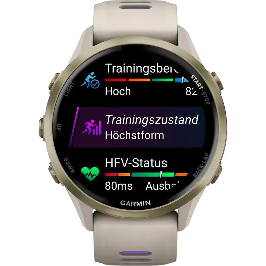 Смарт-годинник Garmin Forerunner 970 Soft Gold Titanium with French Gray Case and French Gray/Translucent Indigo Band (010-02969-12) [142389] - фото 6