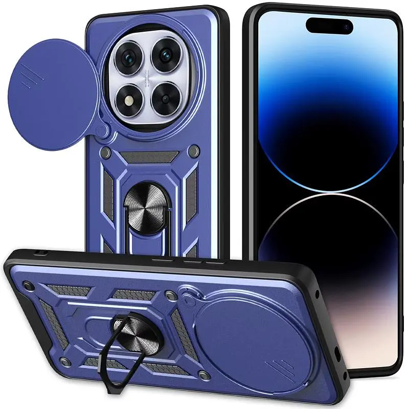 Чехол Ummi Camshield Serge Ring для Xiaomi Redmi Note 14 Pro 5G / Poco X7 Синий / Navy - фото 2