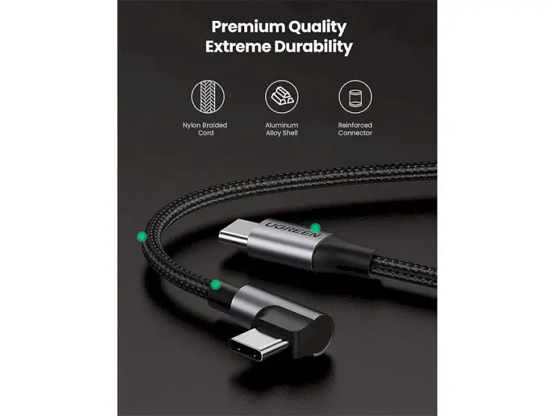 Кабель UGREEN US255 Type-C to Type-C 1m Gray/Black (50123) - фото 4