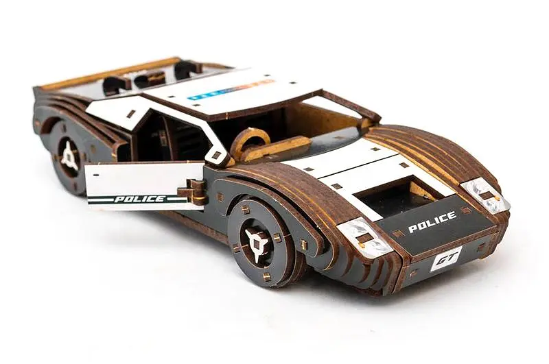 Конструктор Puz-26916 "Fast Car GT" дерев'яний, 164 дет., Поліція, розмір моделі 23х6х11 см. PuzzleOk - фото 5