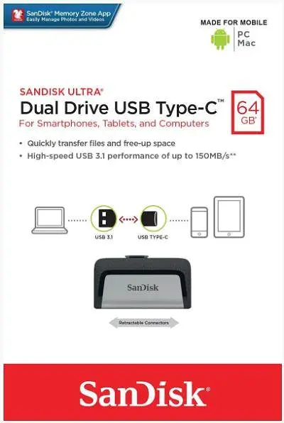Флеш накопичувач Type-C USB 3.1 SanDisk Ultra Dual Type-C 128Gb (150 Mb/s) - фото 5