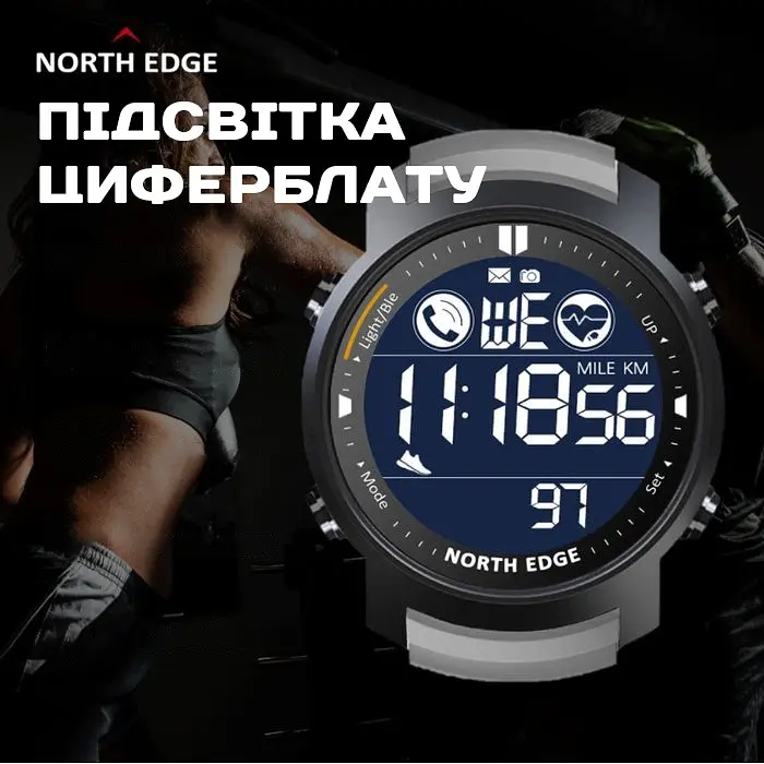 Наручний годинник чоловічий North Edge Laker Black 5BAR Чорний (2704) - фото 7