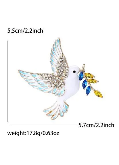 Брошь Голубь мира брошь-булавка символ Украины желто-голубая - фото 2