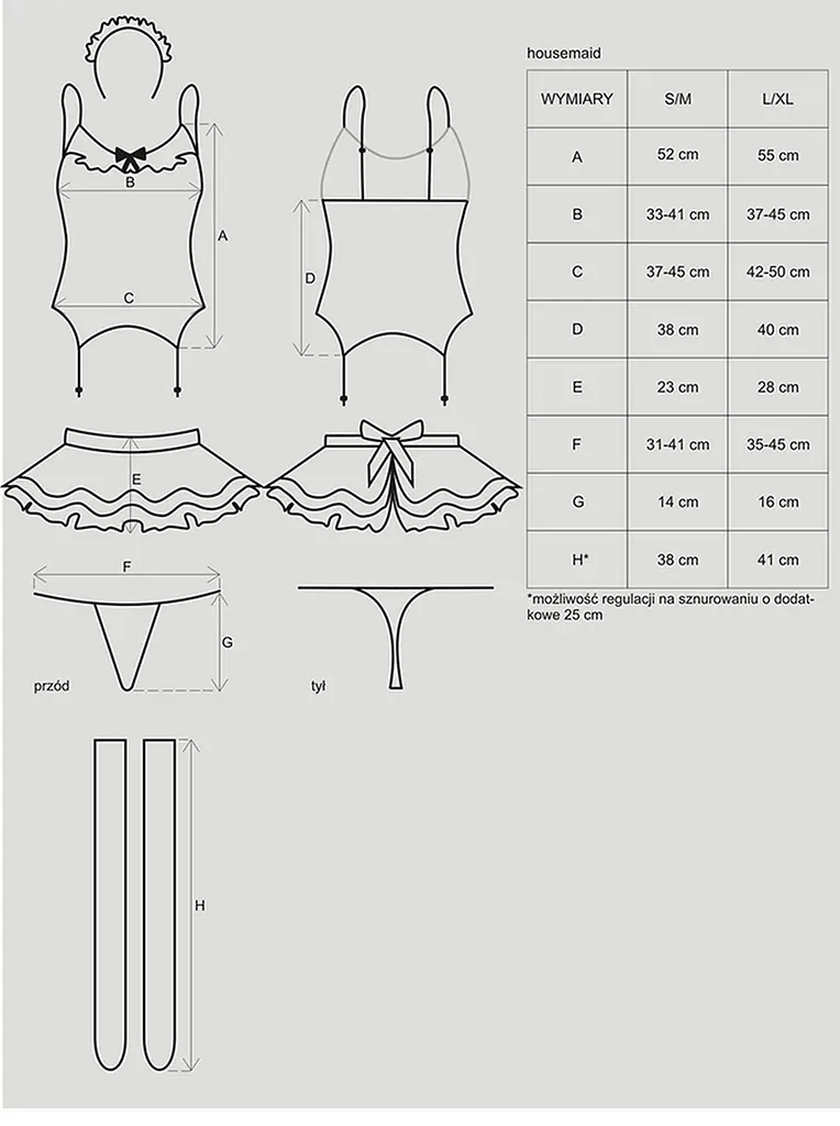 Костюм эротический Obsessive Housemaid L/XL черно-белый - фото 5