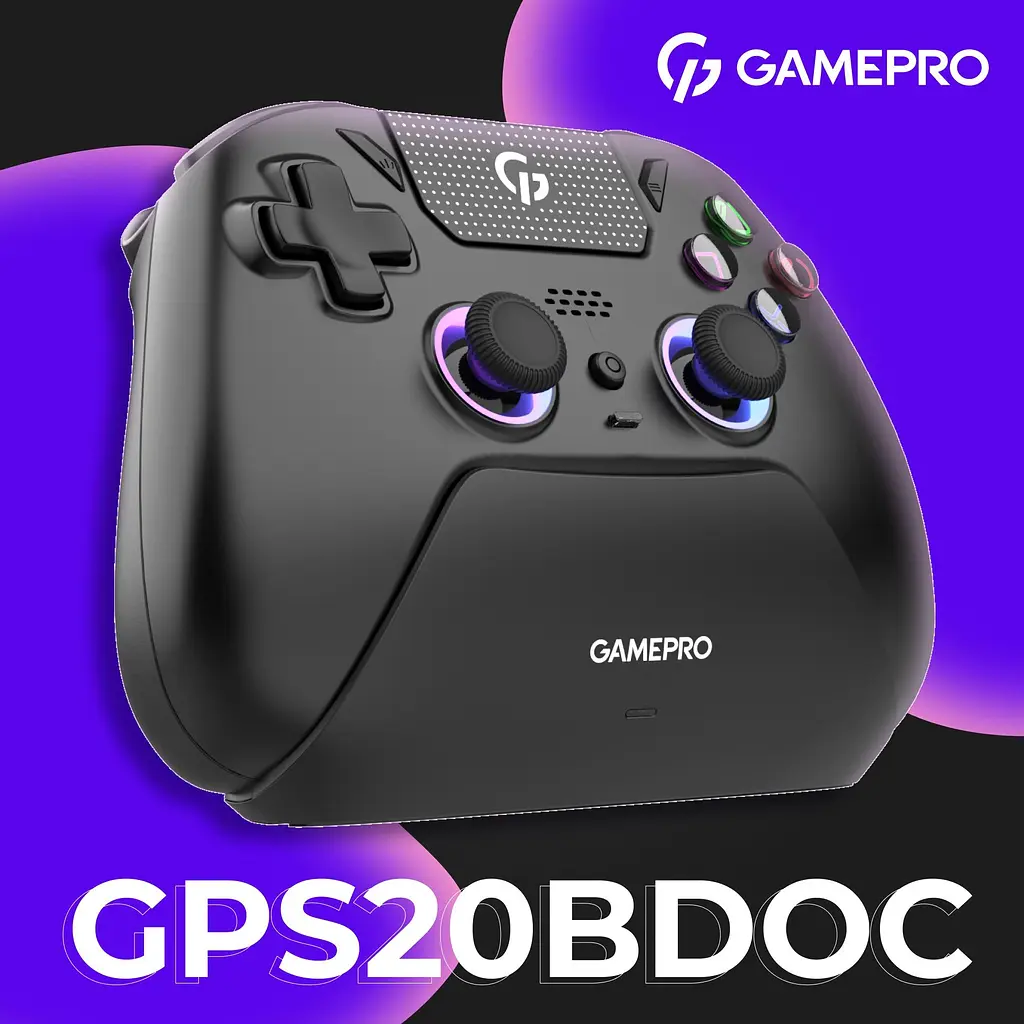 Геймпад GamePro GPS20BDOC 2.4G/BT 5.1/USB бездротовий із зарядною станцією Switch/PS/PC/iOS/Android RGB Black (GPS20BDOC) - фото 13