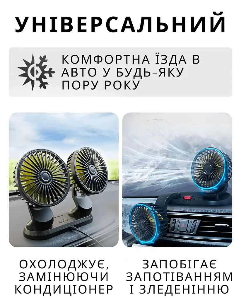Автомобильный двойной мини - вентилятор - фото 5