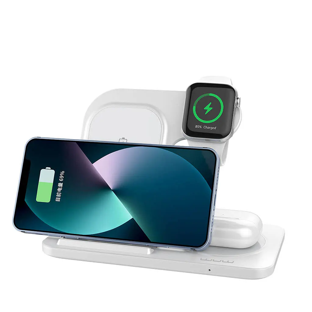Бездротовий зарядний пристрій WUW-C250 3 in 1 desktop foldable wireless charger (WUW--C250) - фото 4