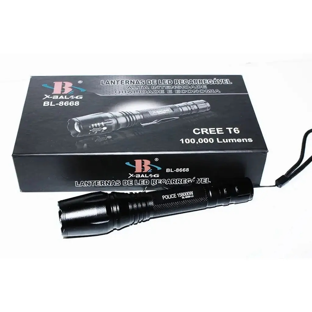 Ліхтар ручний X-Balog BL-8668 акумуляторний з кліпсою та ремінцем CREE T6 2x18650 Zoom - фото 8