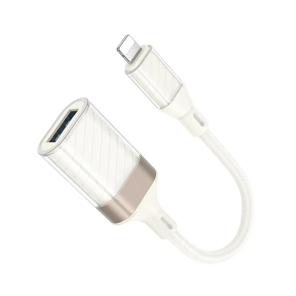 Адаптер переходник Hoco UA39 Lightning to USB 2.0 apricot - фото 6