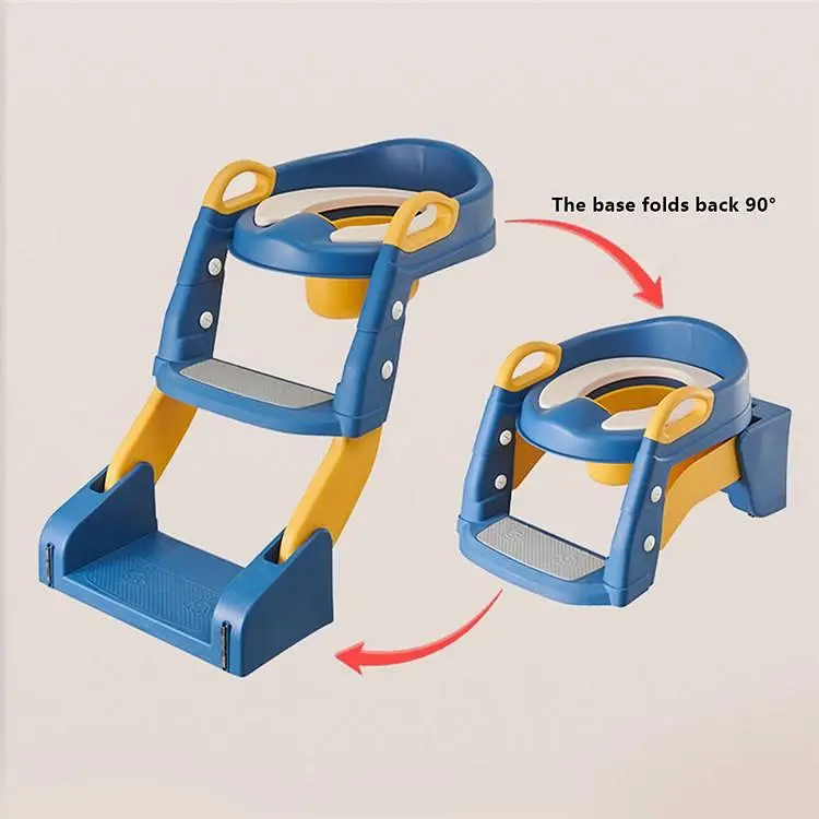 Дитяче складане сидіння на унітаз зі сходинками та ручками 2в1 + Горщик Жовто-синій - фото 7