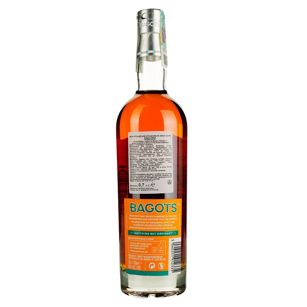 Виски Bagots Grain Game Blended Irish Whisky 40% 0.7 л - фото 2