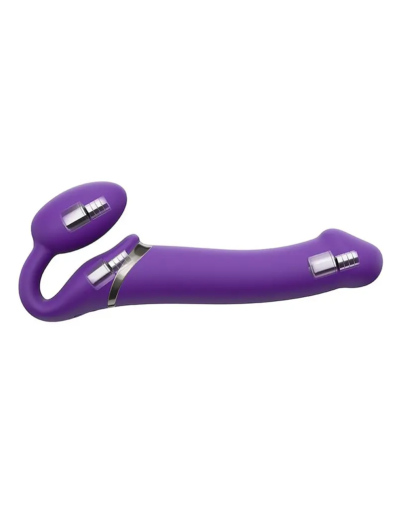 Безремневий вібруючий страпон Strap-On-Me M, 15.6 см (фіолетовий) - фото 4