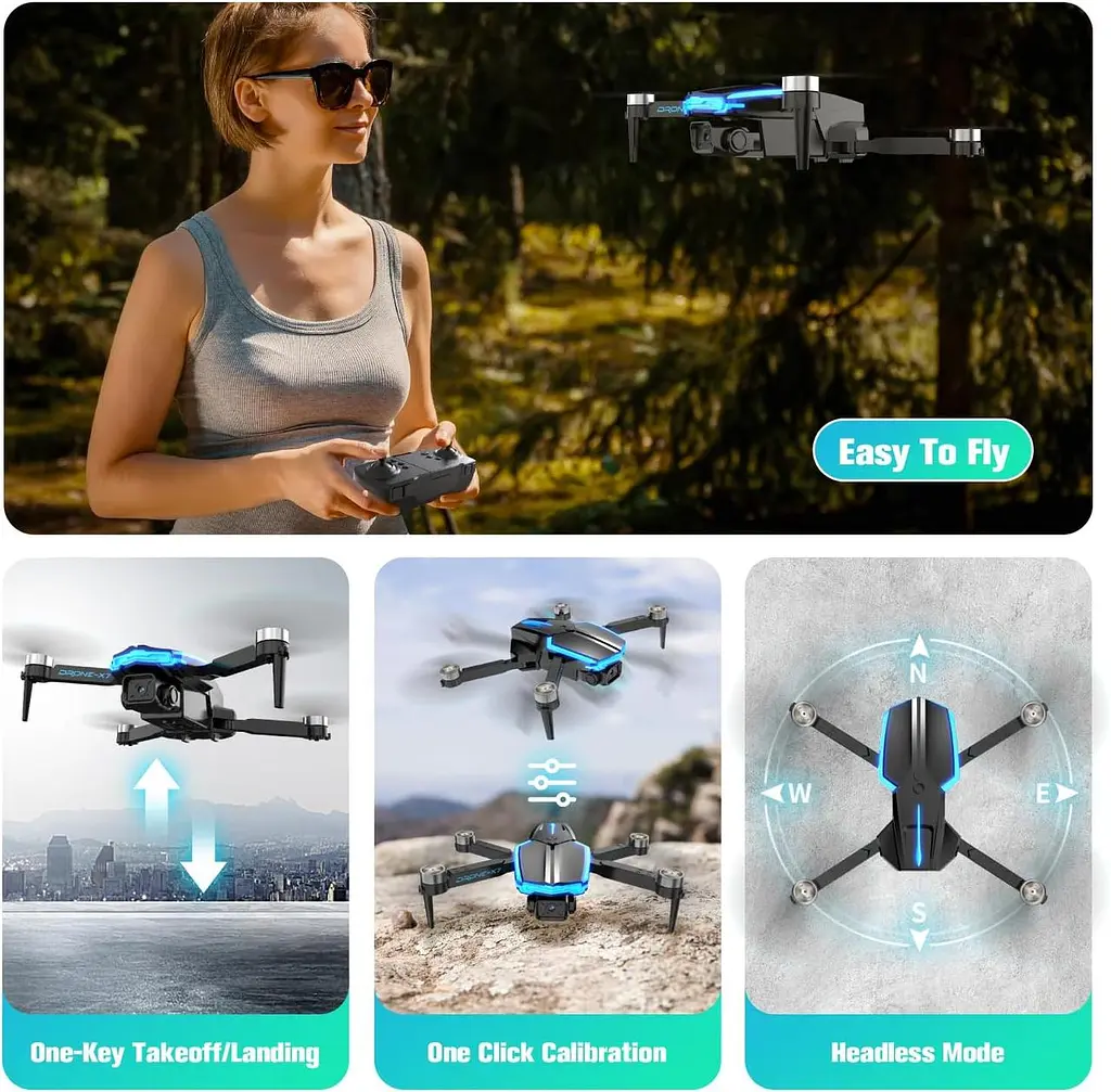 Дрон із камерою 4K для дітей і дорослих, безщітковий двигун RC Quadcopter для початківців, 36 хвилин польоту/запуск одним ключем - фото 3