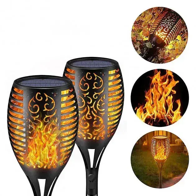 Садовий світильник Solar flame 22см / Водонепроникний ліхтар факел 1шт - фото 2