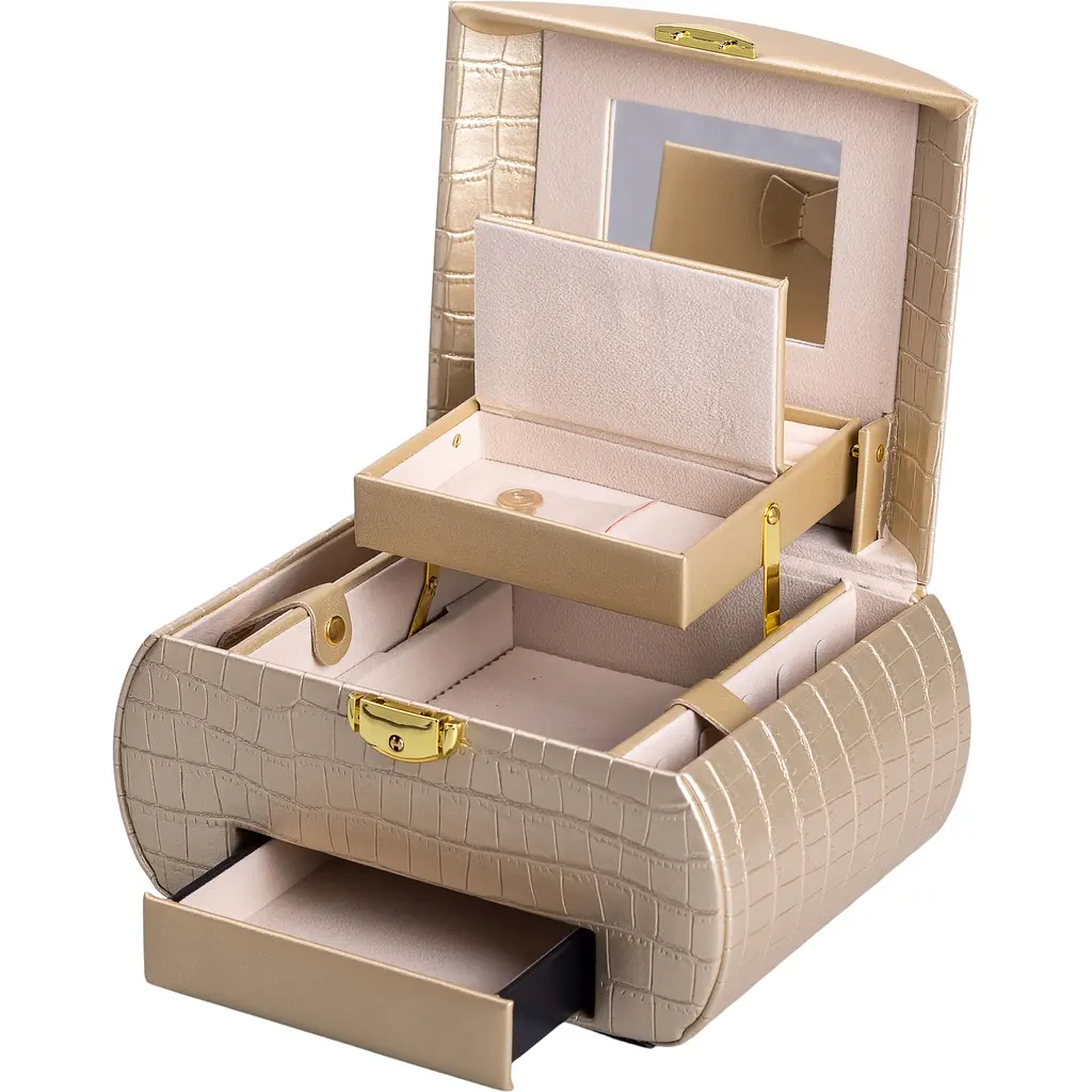 Кейс-органайзер Yiwu для прикрас із защіпкою 24x17x18 см золотистий HP-5-21GOLD - фото 6