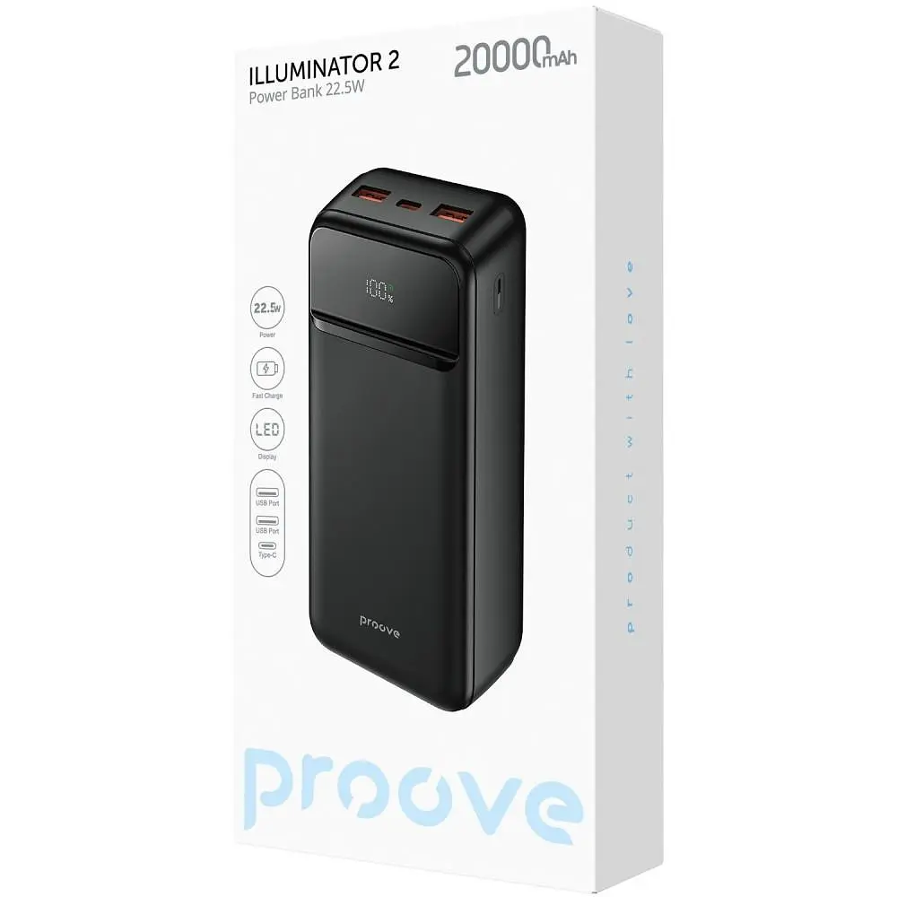 Павербанк Proove Illuminator 2 Black 20 000 mAh / 22.5 Вт (PBIP20212201) - фото 4